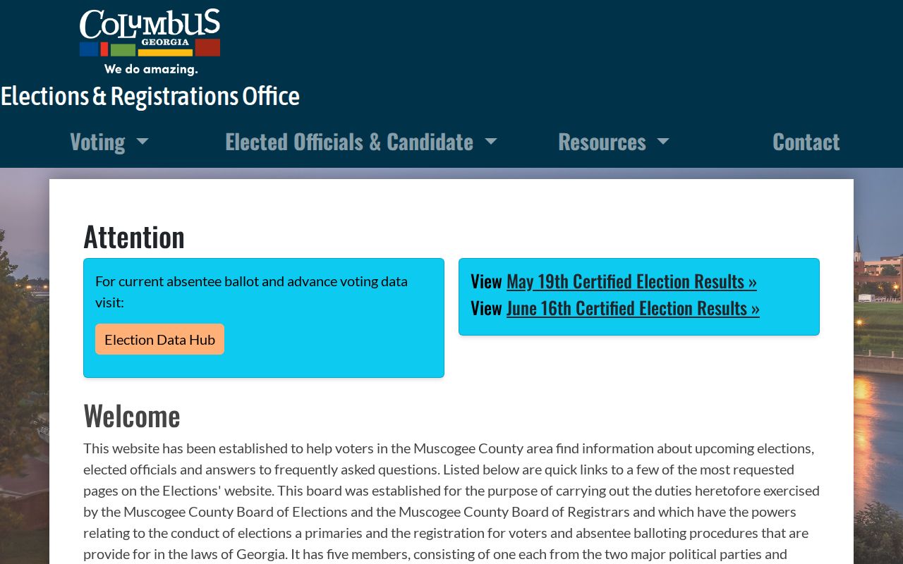 Muscogee County voter registration records and elections office services